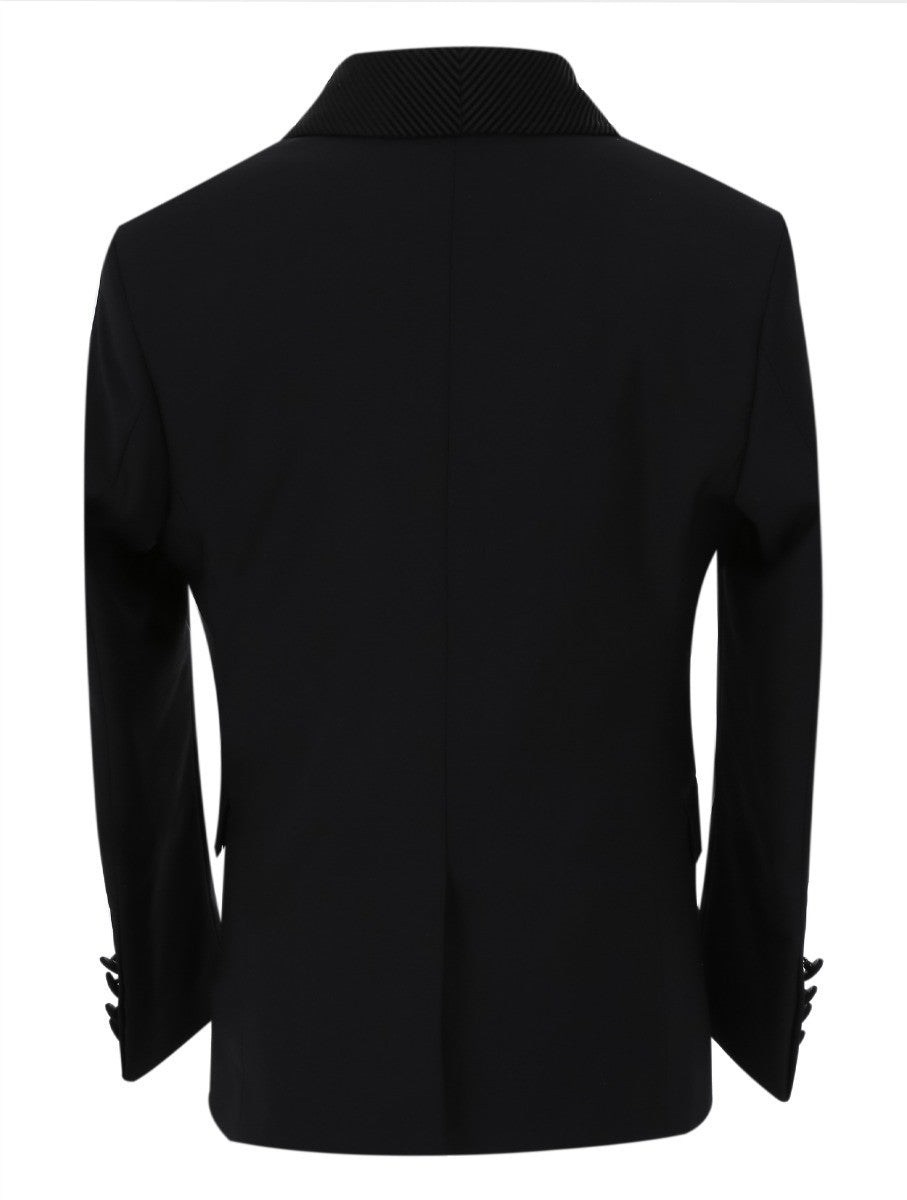 Boys Tuxedo Suit - Corduroy Velvet Waistcoat & shawl lapel - Black