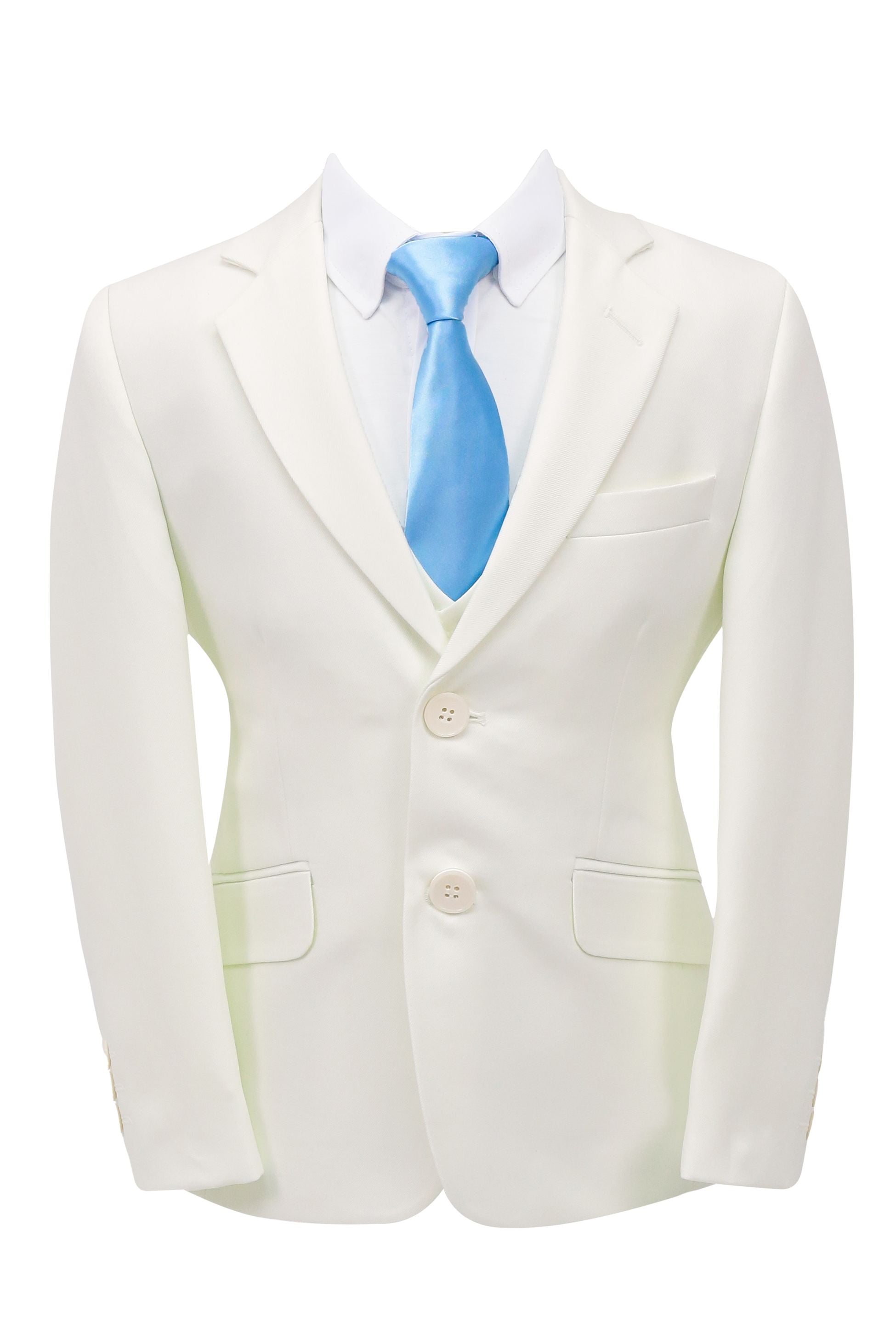 Boys Solid Tailored Fit Communion Suit Set - White