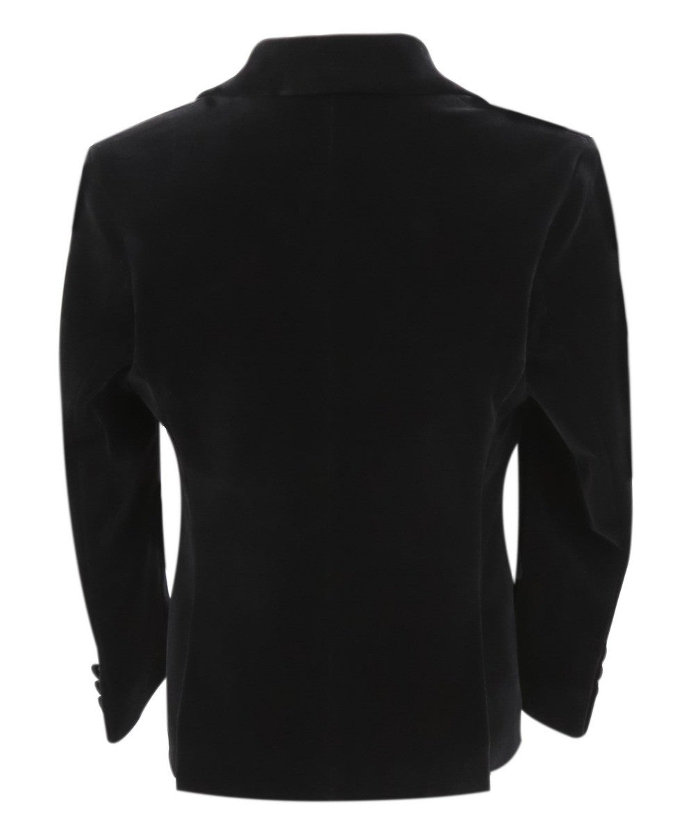 Boys Velvet Slim Fit Formal Blazer - Hackney - Black