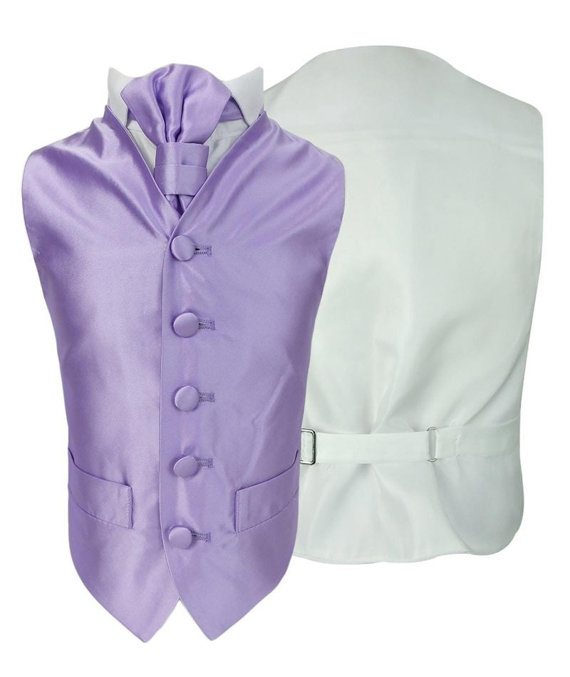 Boys Satin Waistcoat & Cravat Set - Lilac