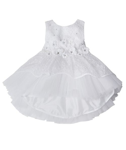 Baby Girls High-Low Sheer Overlay Lace Dress - ANNIE - White