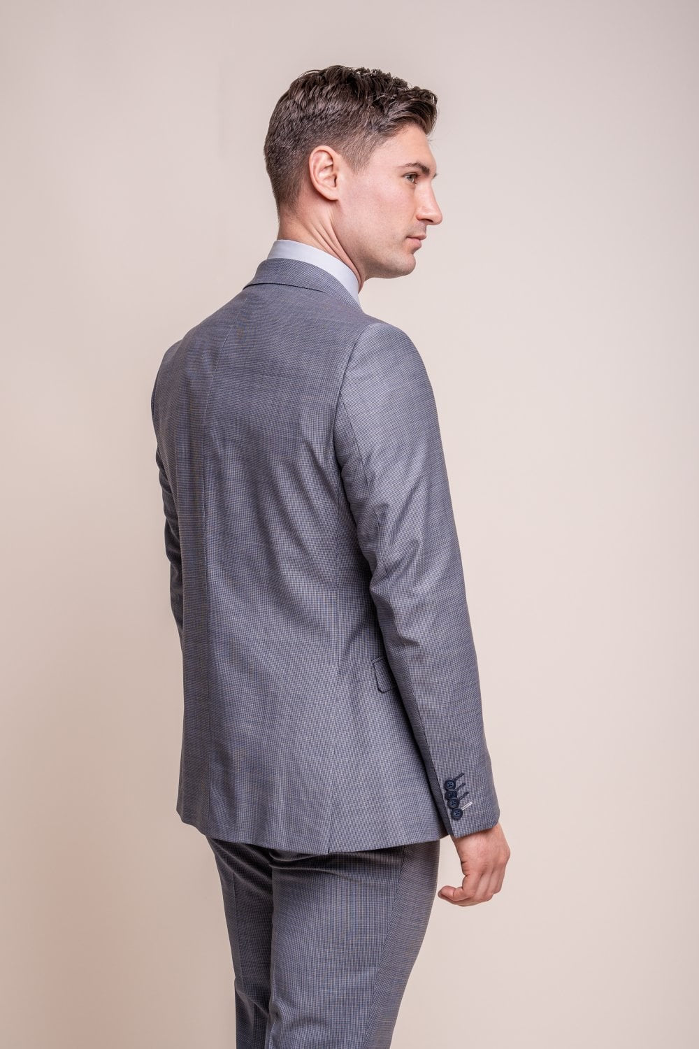 Men's Wool Blend Slim Fit Suit - BOND - Puppytooth Grey