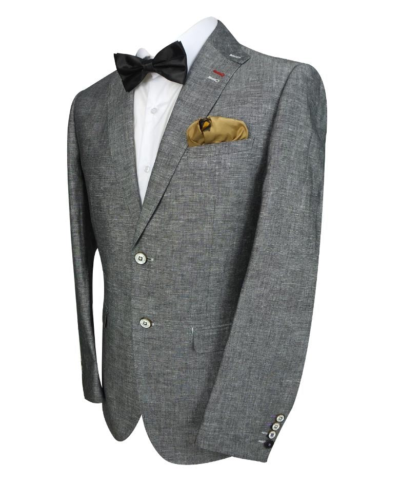 Men's Slim Fit Linen Suit - ETHAN Style - Charcoal Black