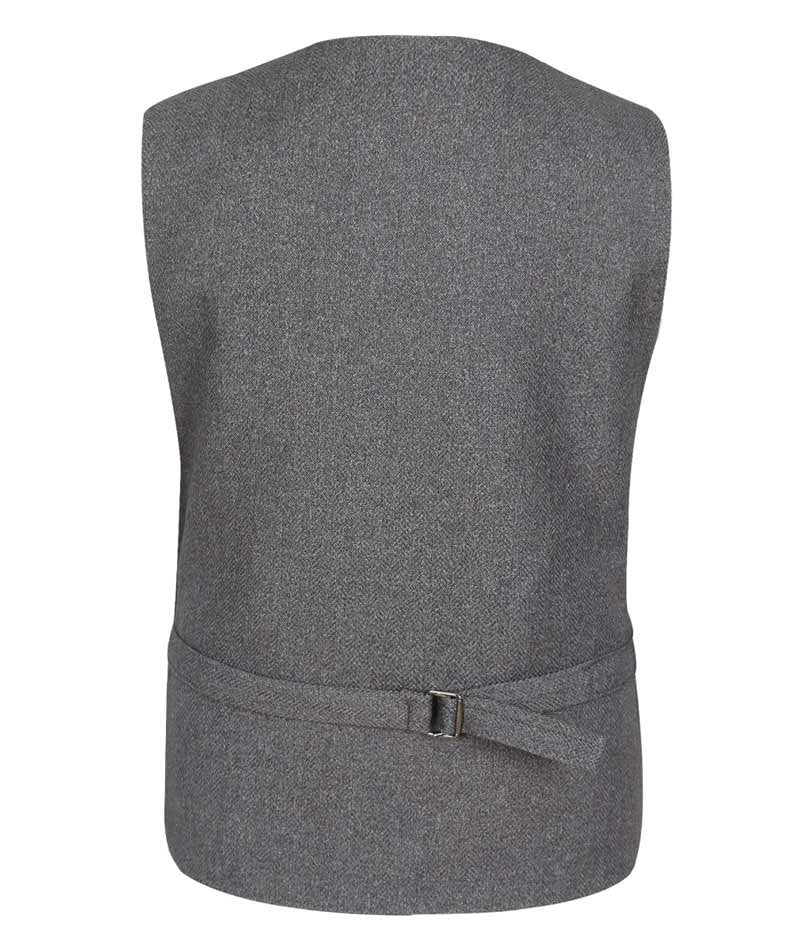 Men's and Boys Herringbone Double-breasted Waistcoat Set - Grey