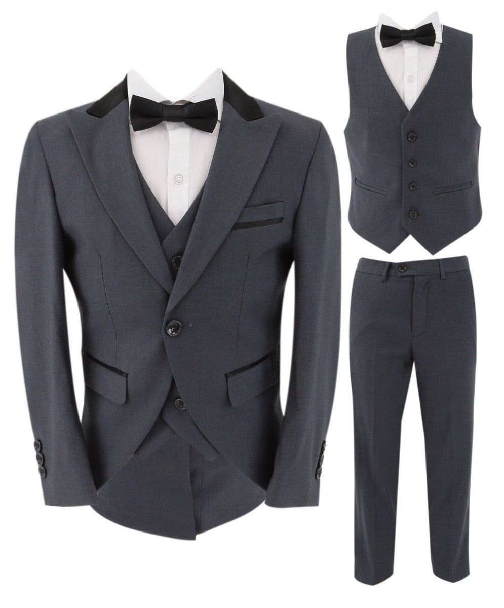 Boys Premium Grey Tail Suit - Grey