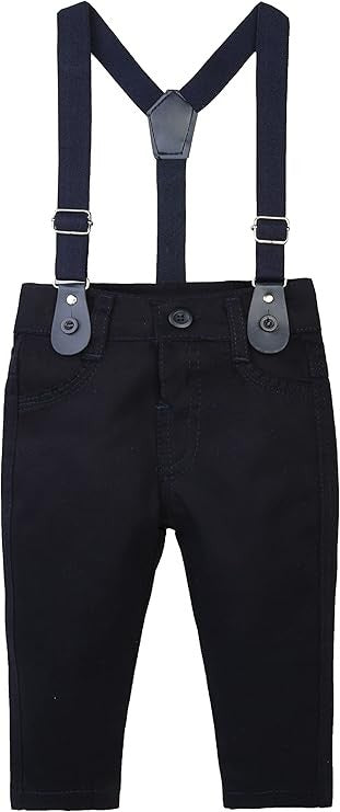 Baby & Boys Gentleman Outfit - 4 PC Suspenders Pant Suit Set - KELEBEK - Saxe - Navy