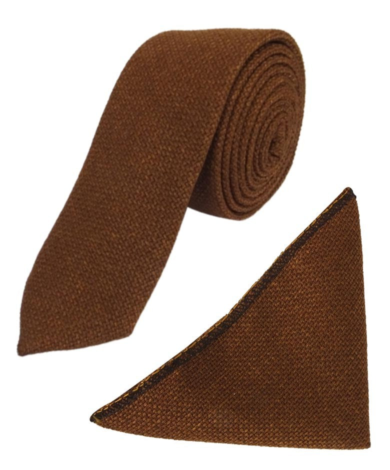 Boys & Men's Tweed Pocket Handkerchief - Cinnamon Brown