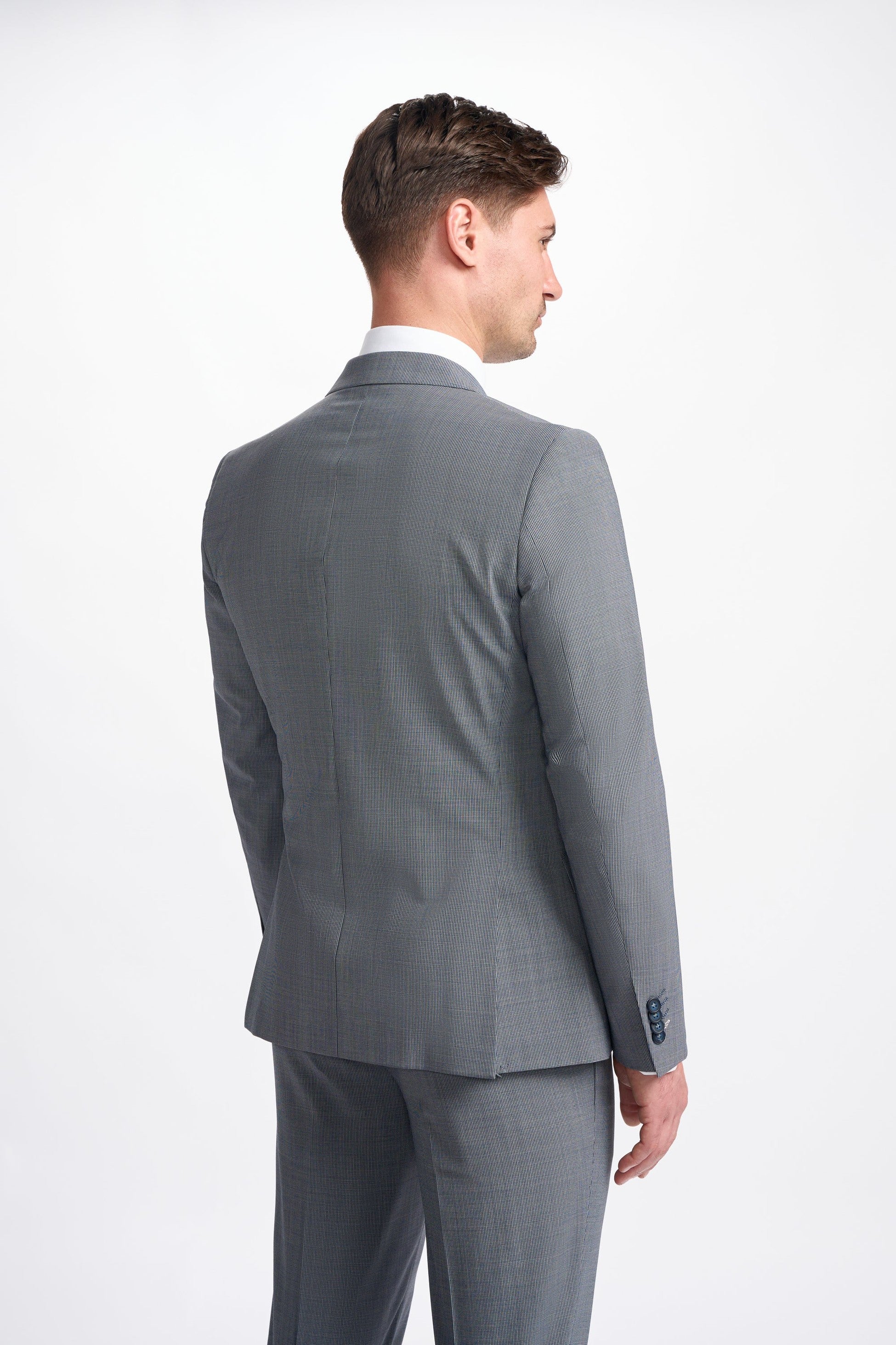 Men’s Grey Blue Puppytooth Suit – BOND D/B - Blue Grey