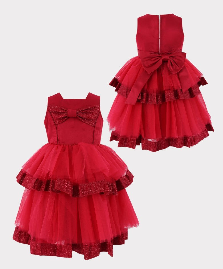 Flower Girls Tulle Special Occasion Puffy Dress - Red