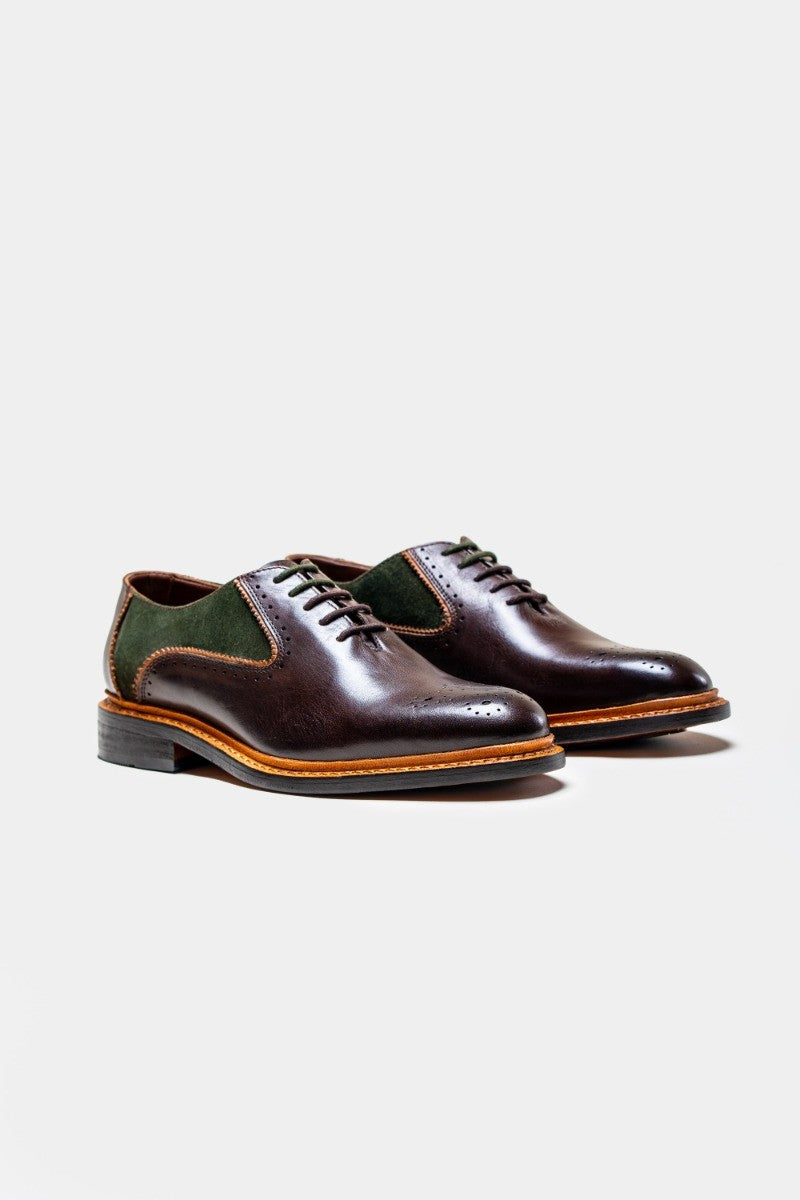 Men's Derby Brogue Shoes Brown & Olive | SIRRI
