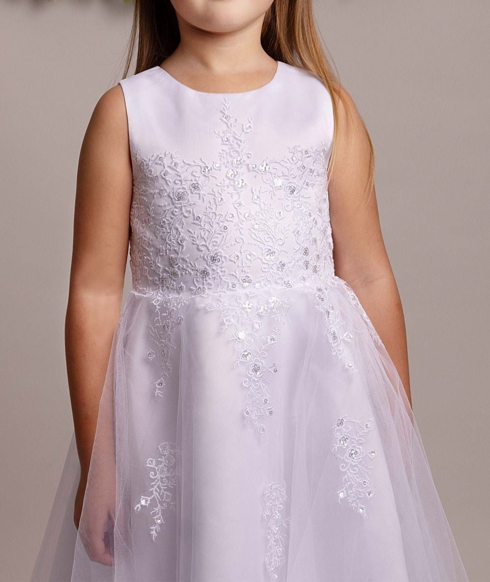 Flower Girl White Lace Dress with Bolero - BEXLEY - White