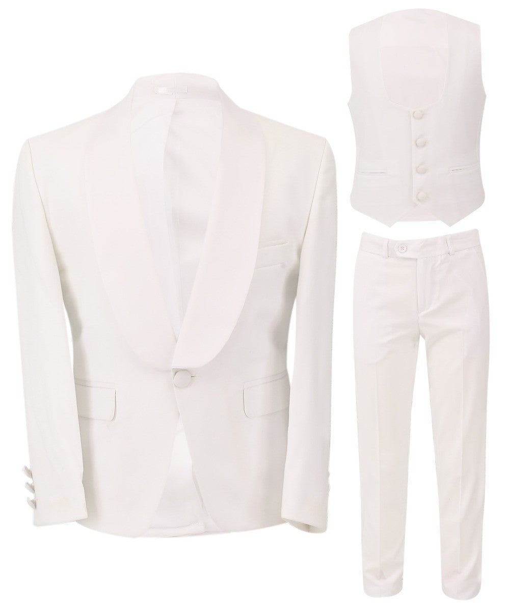 Boys Communion Slim Fit Tuxedo Suit - Ivory