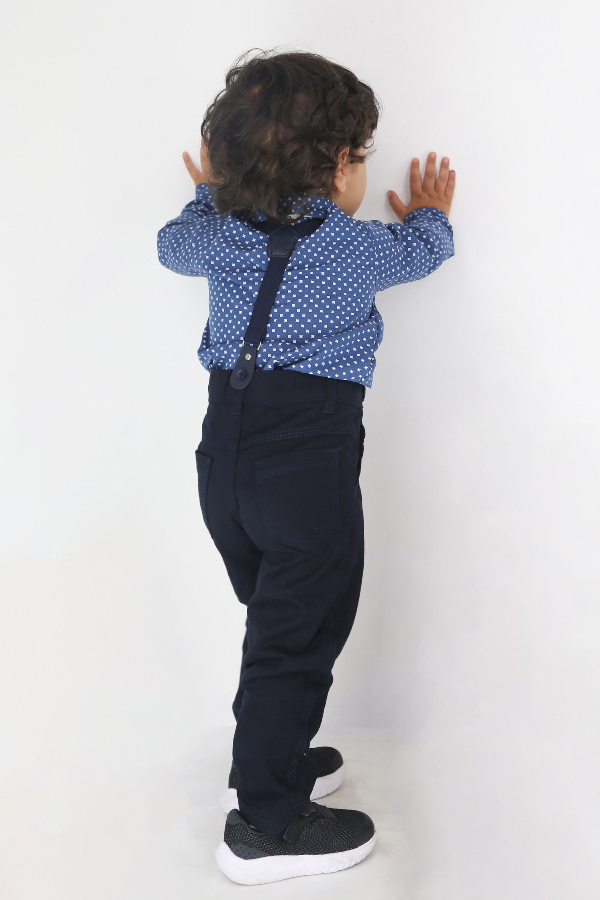 Baby & Boys Gentleman Outfit - 4 PC Suspenders Pant Suit Set - KELEBEK - Saxe - Navy