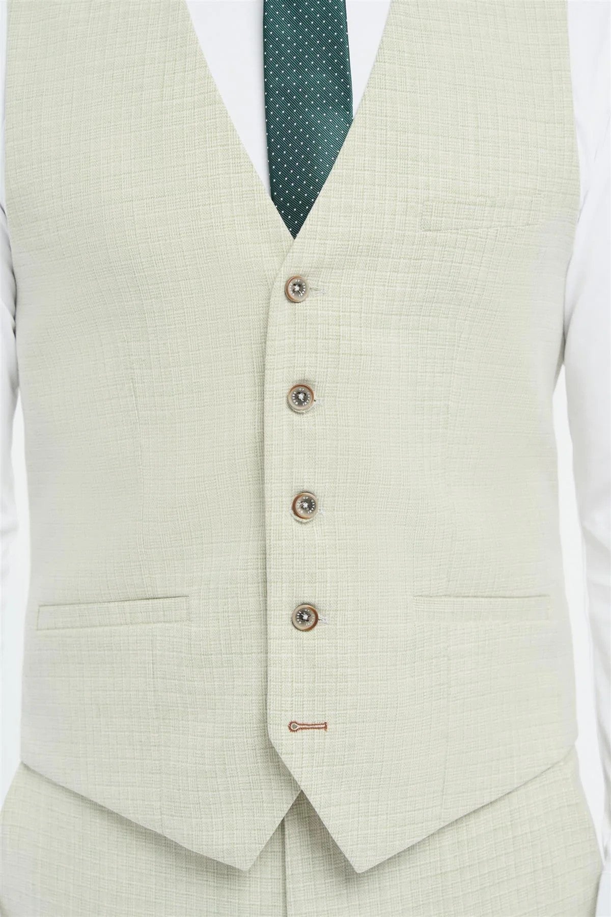 Men’s Slim Fit Textured Formal Waistcoat - Tropez - Sage Green