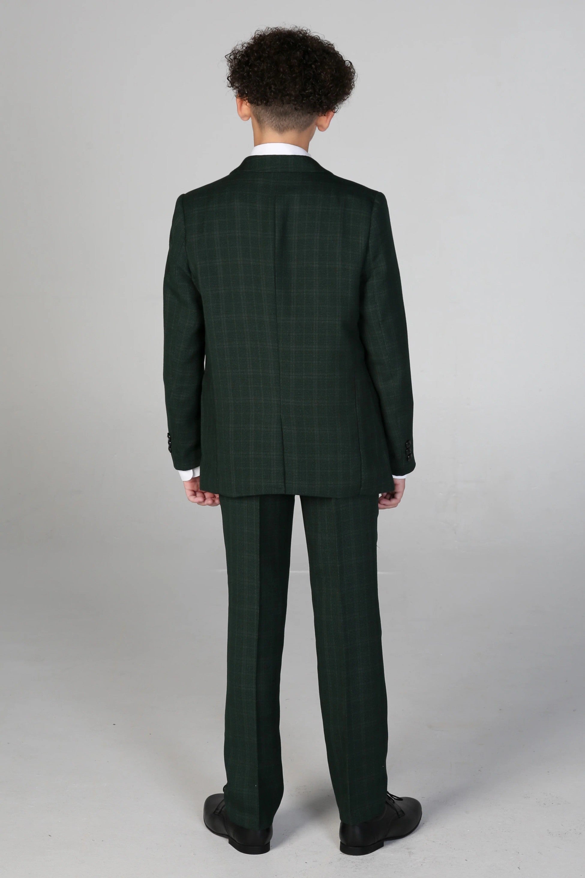 Boys’ Tailored Fit Tweed Check Suit – LEO - Green