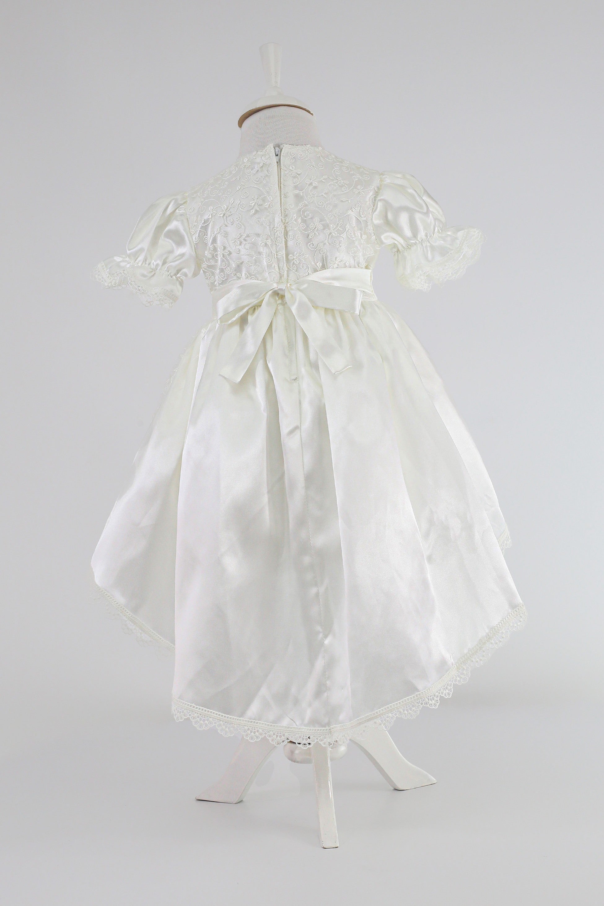 Baby Girls Floral Lace Tulle Dress Set – B1208 - Ivory