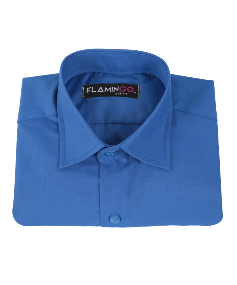 Boys Cotton Blend Formal Shirt - Blue