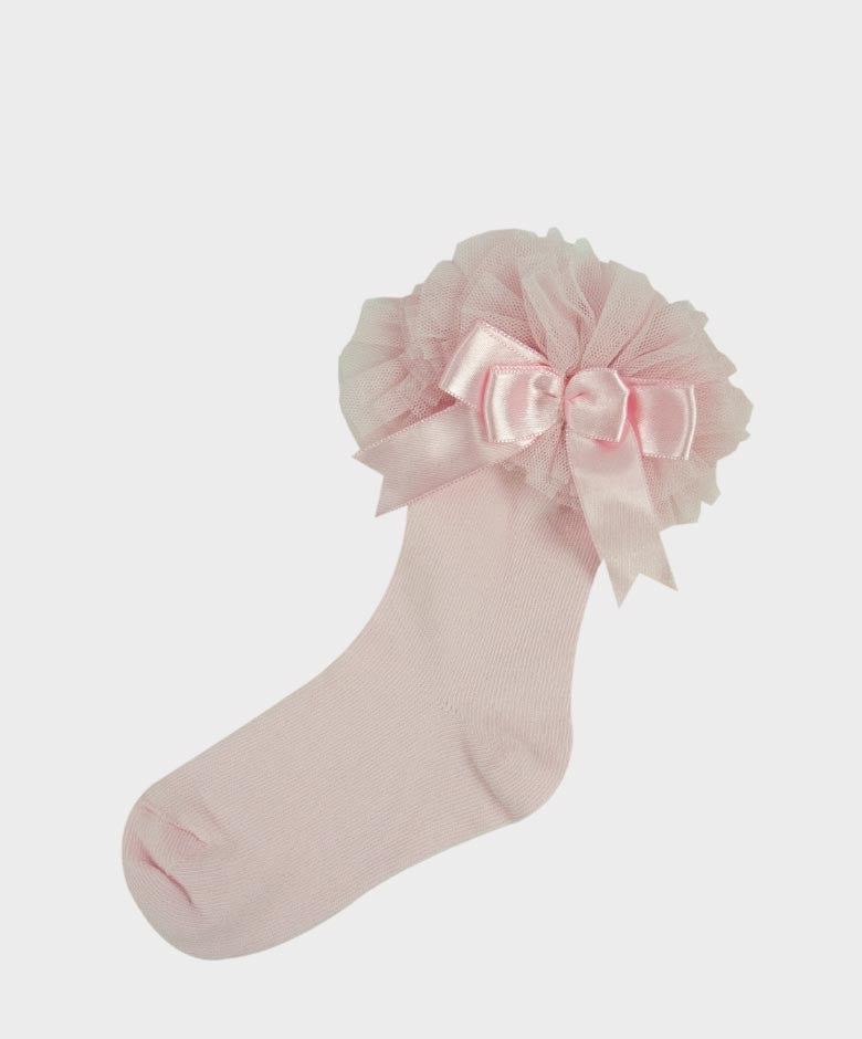 Baby Girls Ruffle Bow Frilly Ankle Socks - Pink