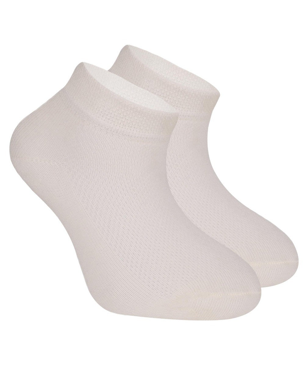 Unisex Stretch Cotton Ankle Socks, for Boys & Girls - Cream