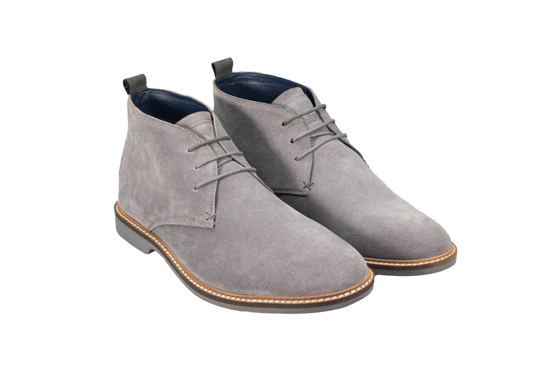 Men's Suede Ankle Boots - SAHARA - Light Grey