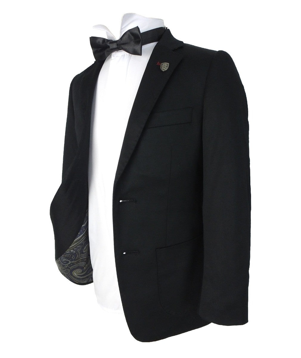 Boys Slim Fit Cotton Blazer - Black