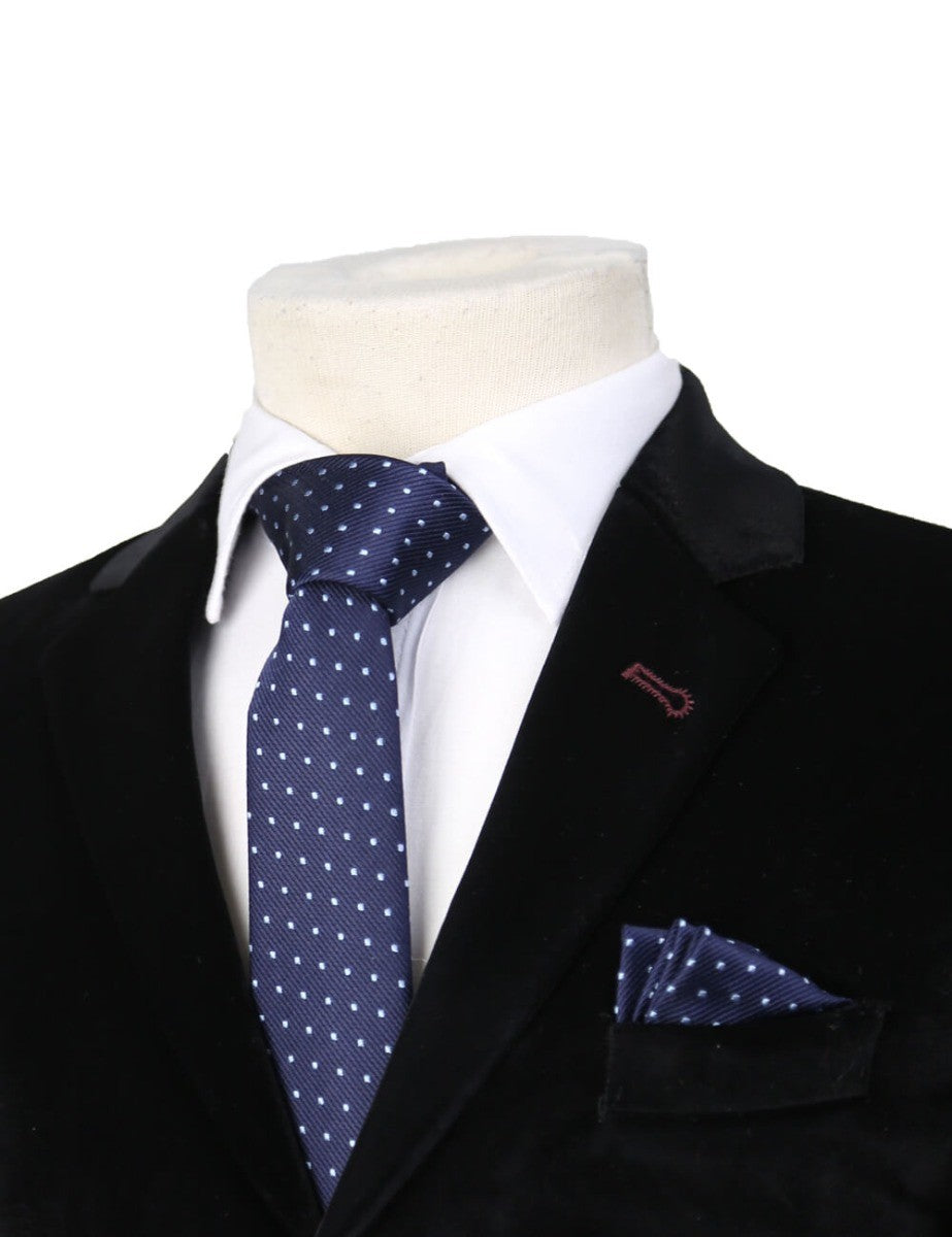 Boys Mixed Pattern Formal Tie & Hankie Set - Black