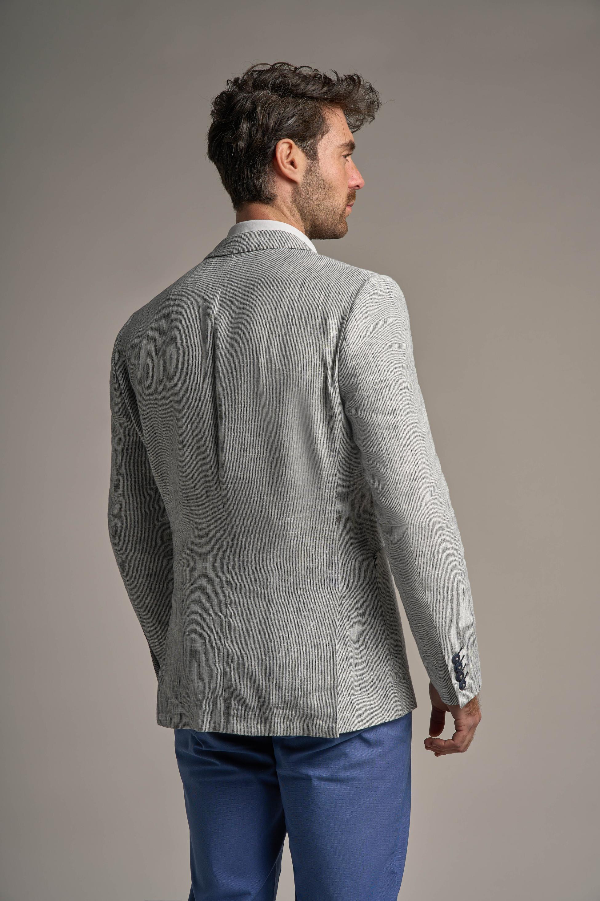 Men’s Linen Blend Twill Weave Grey Blazer - JAMIE - Grey