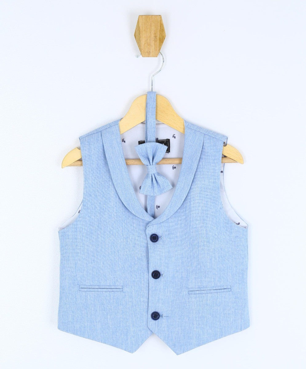 Boys Formal Waistcoat Suit Set - Blue - Beige