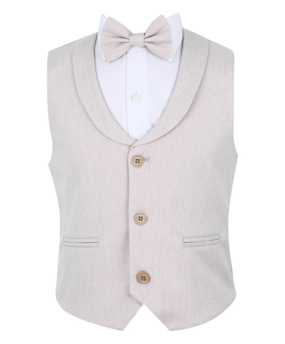 Boys Formal Waistcoat Suit Set - Ivory - Beige
