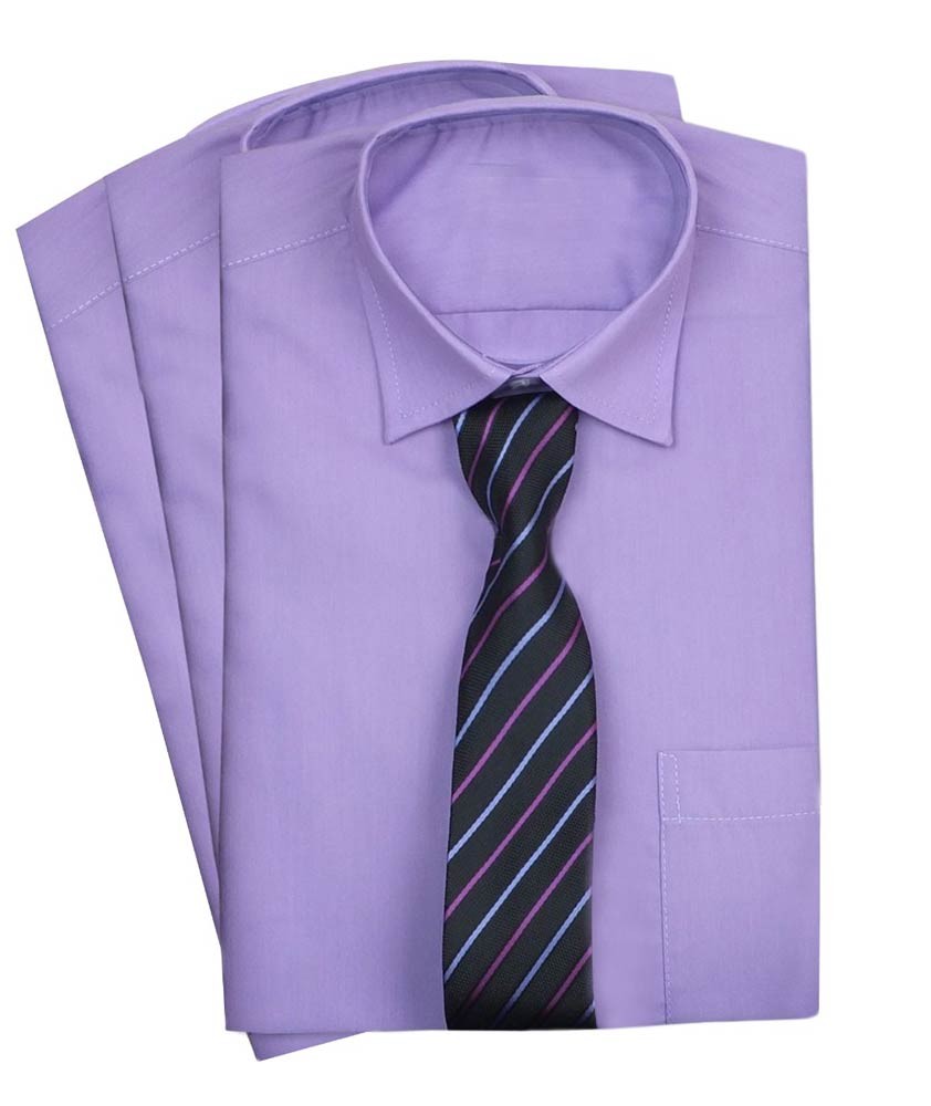 Boys Classic Collar Shirt & Tie Set - Lilac