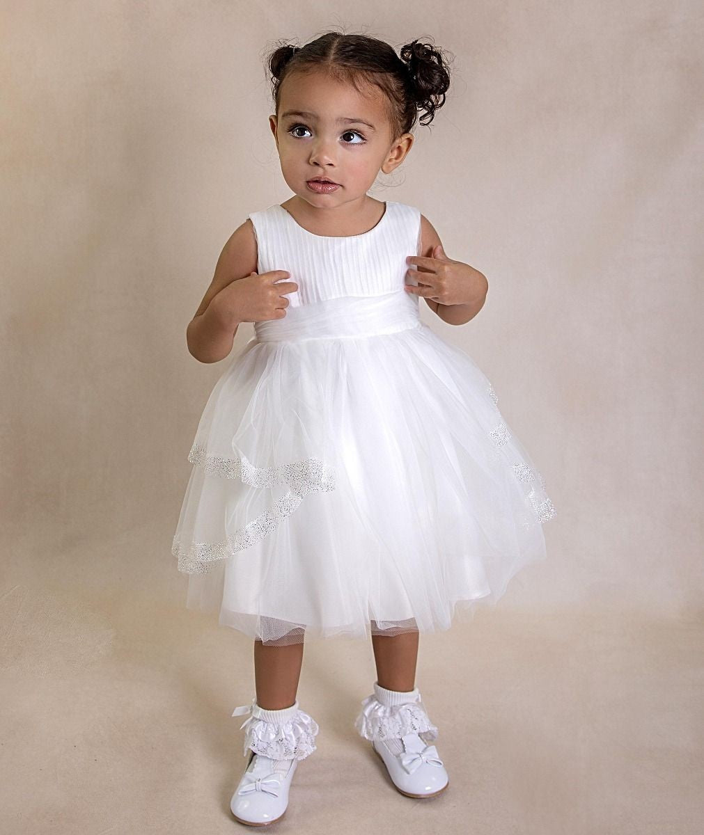 Babies and Girls Pleated Ivory Lace Dress - SABRINA - Ivory