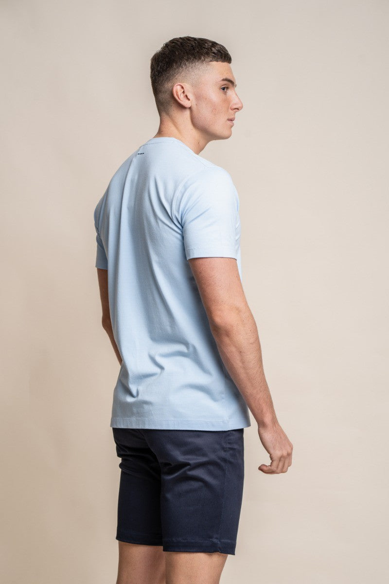 Men's Crew Neck Cotton T-Shirt - BOGART - Sky Blue