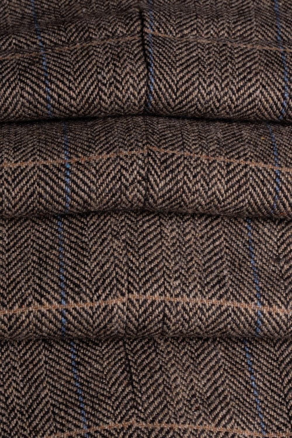 Men's Wool Blend Herringbone Check Suit - Albert - Brown