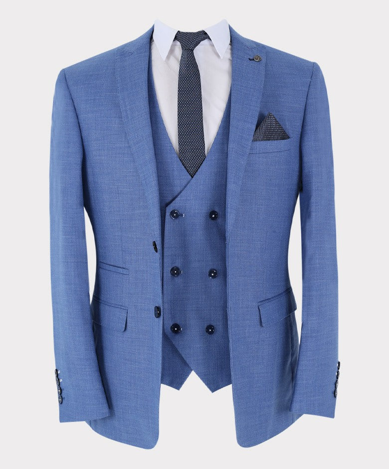 Men's Light Blue Tailored Fit Suit - JAYDEN - Blue