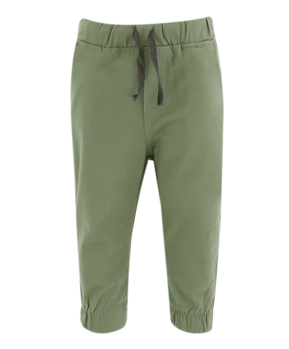 Baby Boys Cotton Stretch Chino Trousers - ENZO - Sage Green