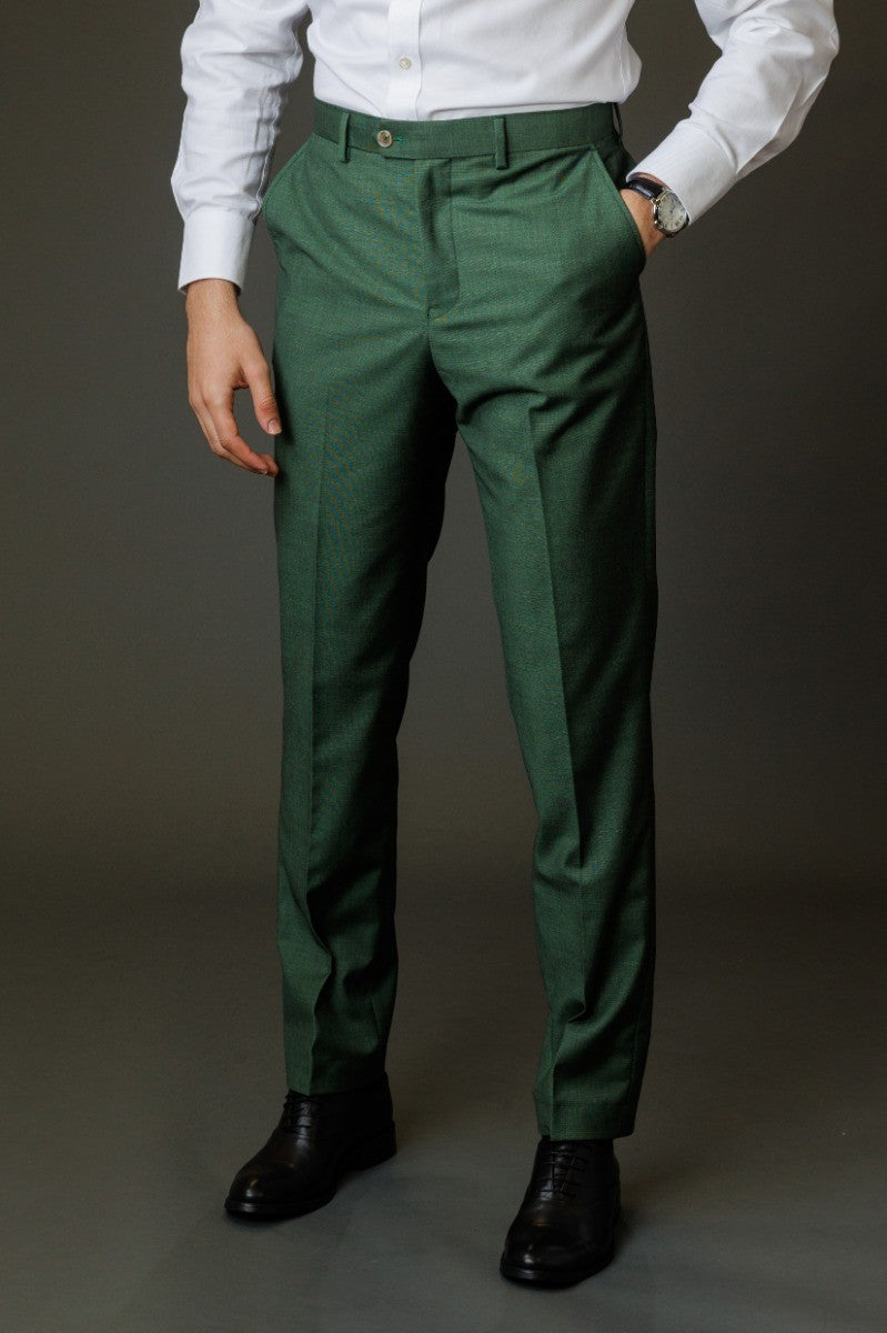 Men's Lightweight Slim Fit Self Patterned Suit - Camden Green - Green