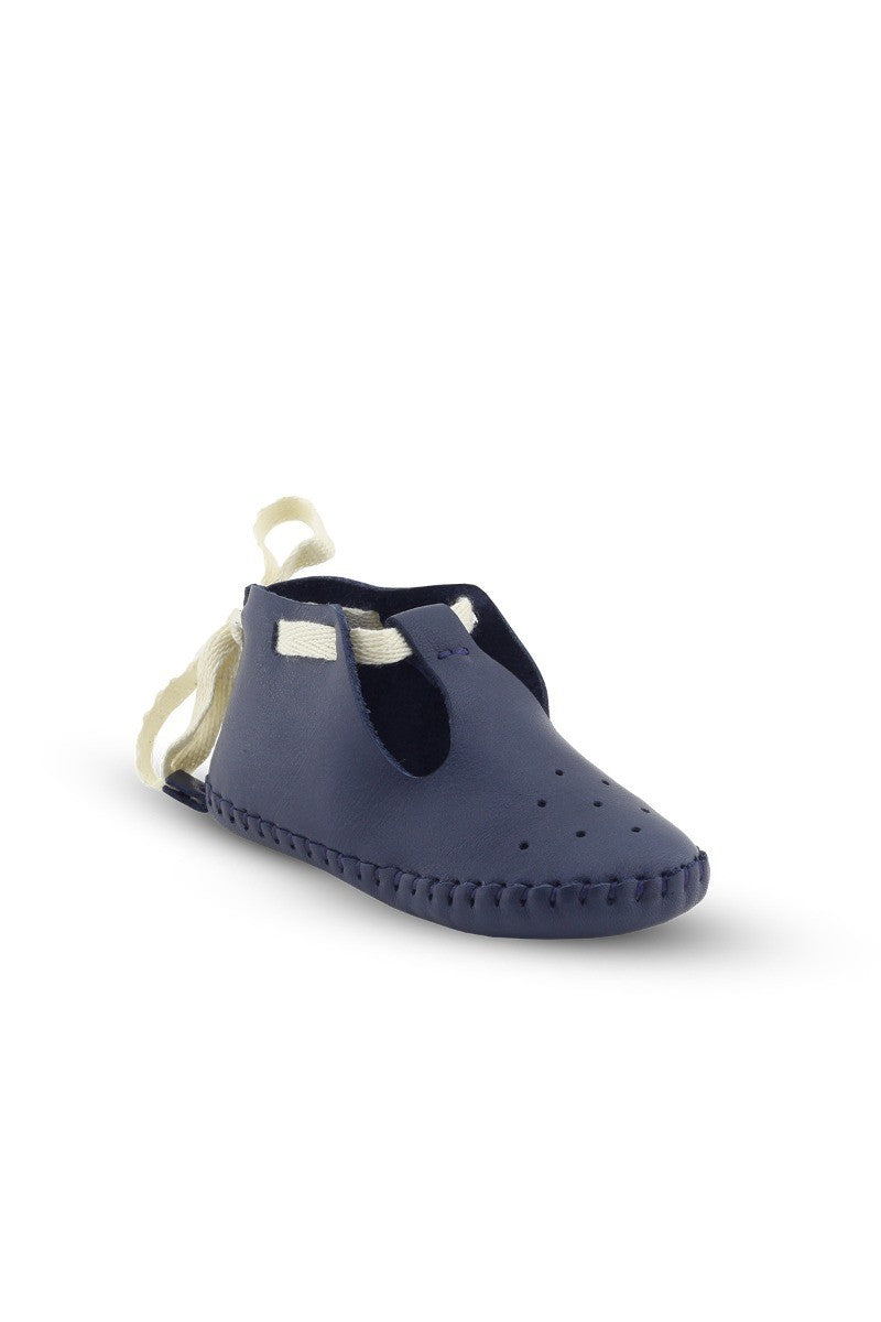 Baby Boys Genuine Leather Pre-walker Crib Shoes - Patik - Navy Blue