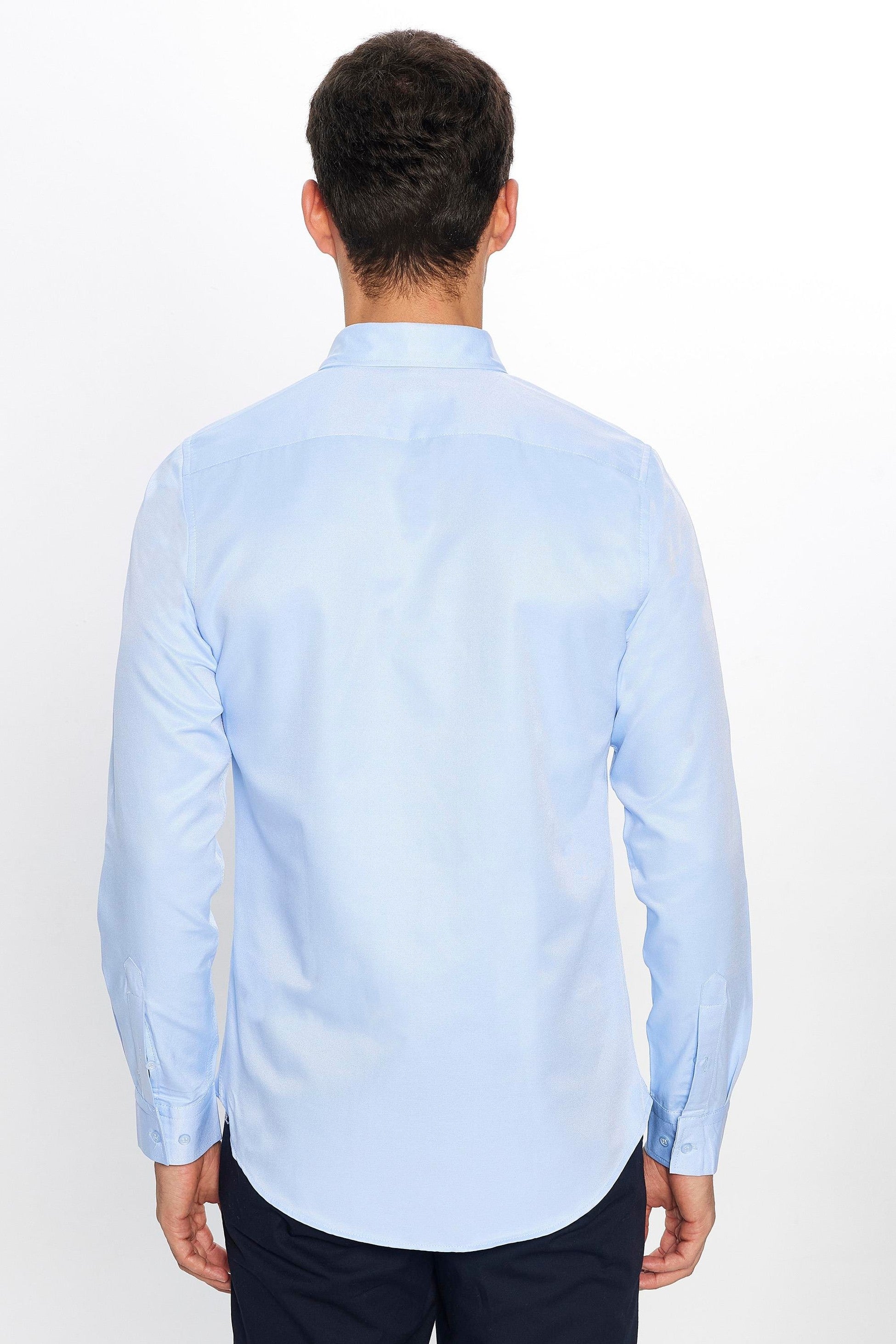 Men's Slim Fit Cotton Button-Down Oxford Shirt - GABARDIN - Light Blue