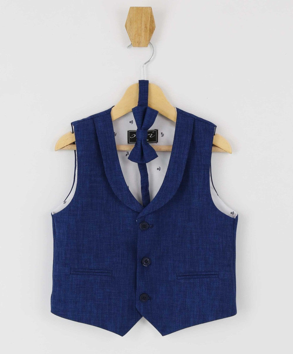 Boys Single-Breasted Waistcoat Set - POLPERRO - Navy Blue