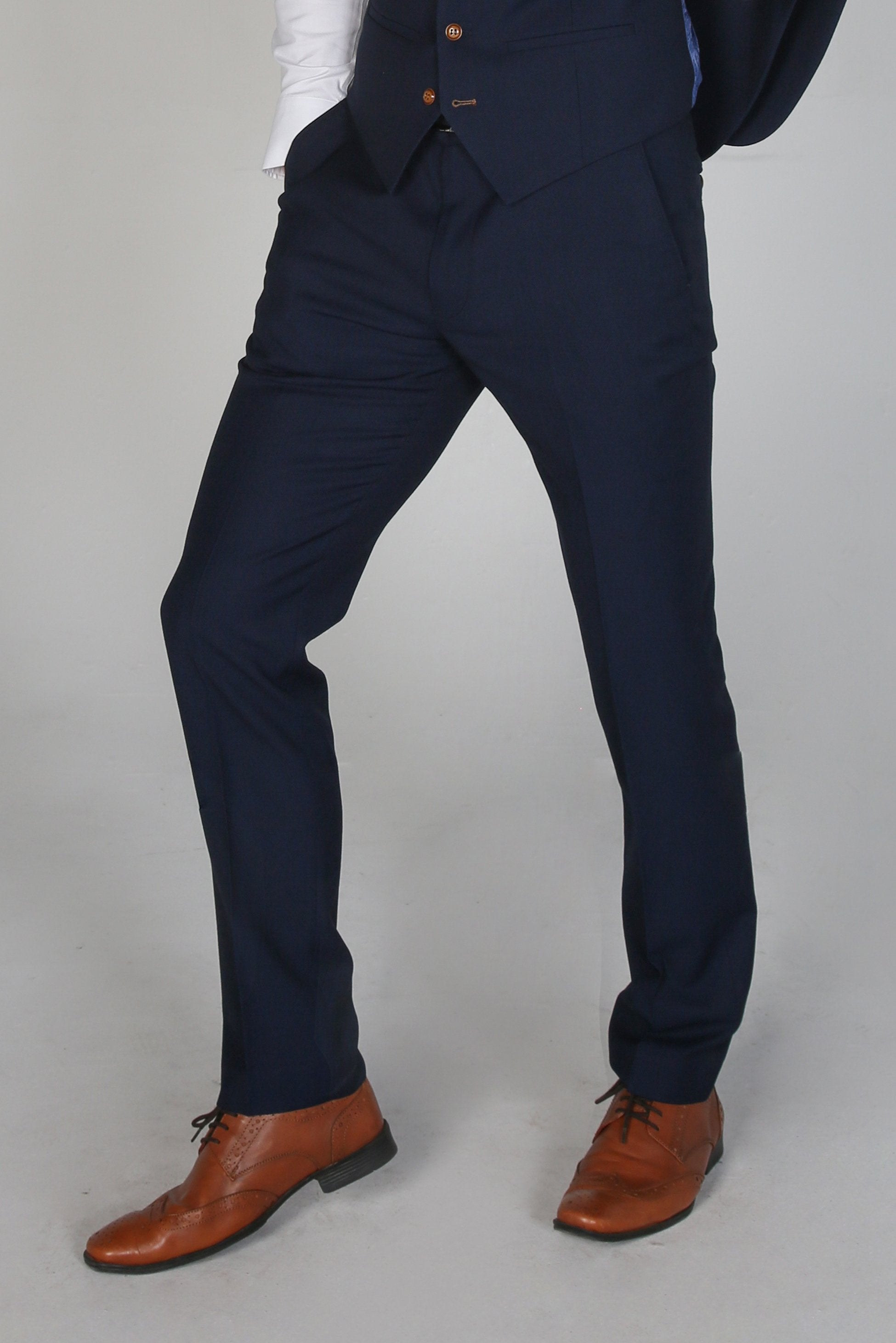 Men's Tailored Fit Trousers - MAYFAIR - Navy Blue