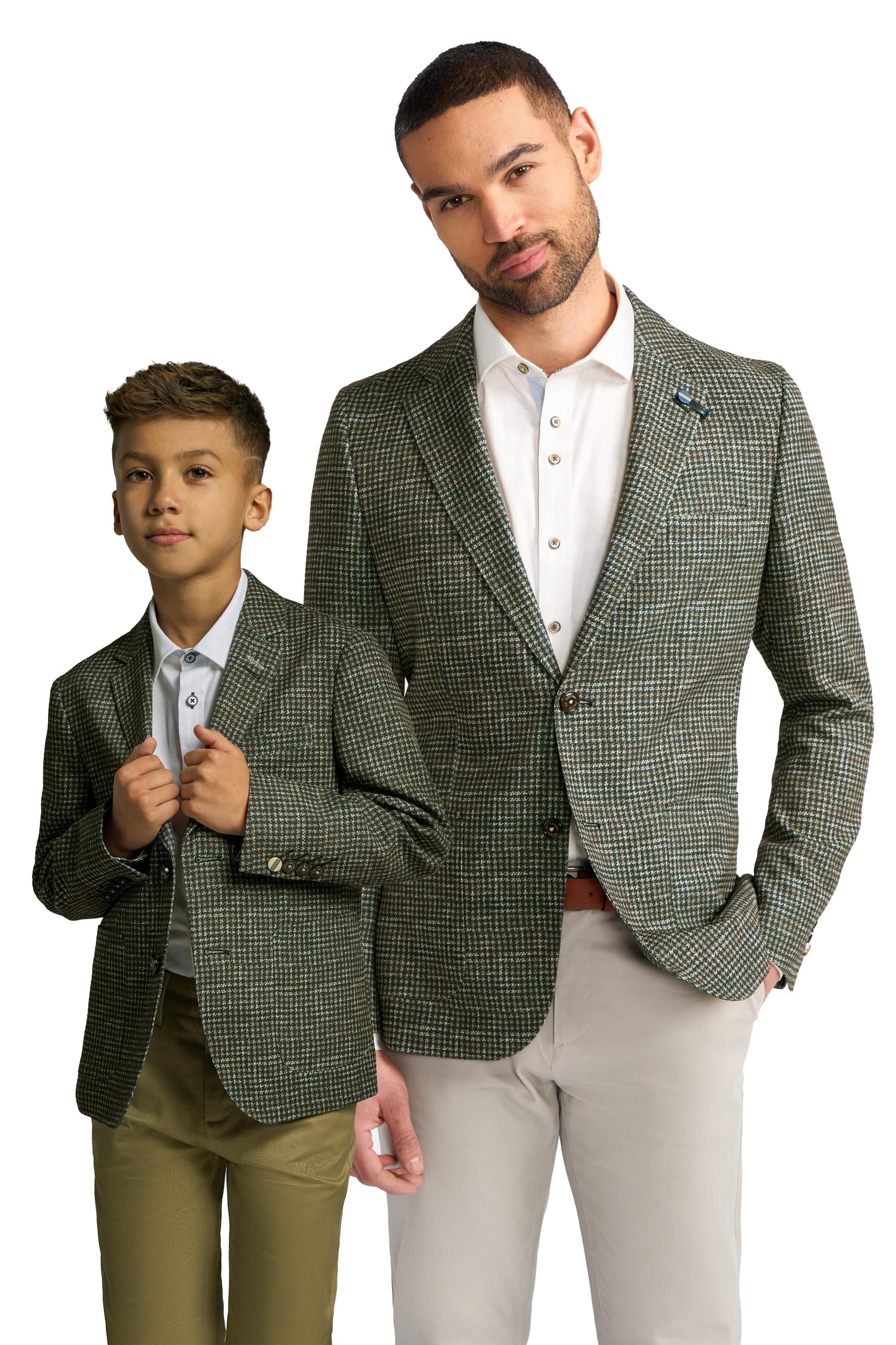 Men’s Tweed Houndstooth Forest Green Blazer - RIVA - Forest Green