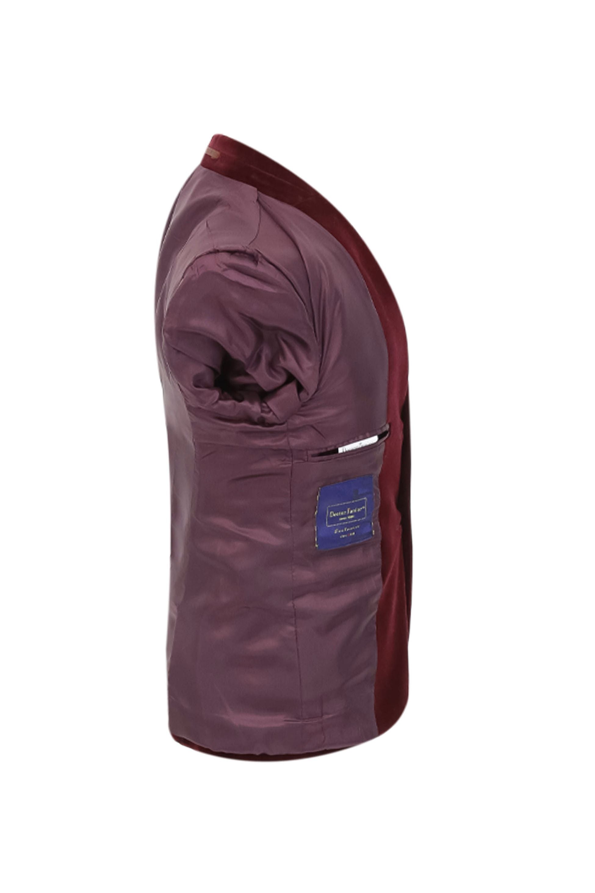 Boys Velvet Slim Fit Formal Blazer - Hackney - Burgundy