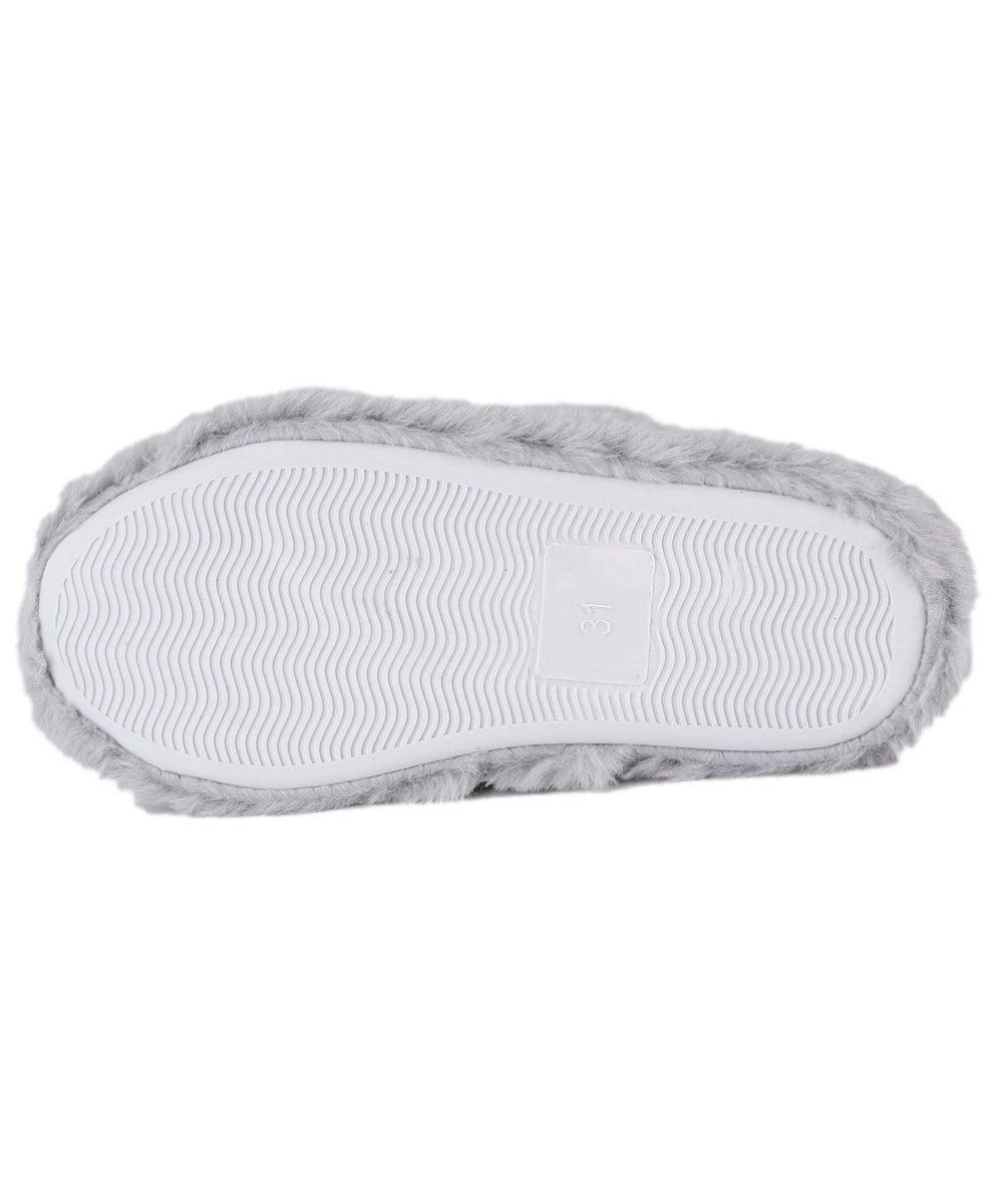 Girls Fur Plush Slipper - Grey