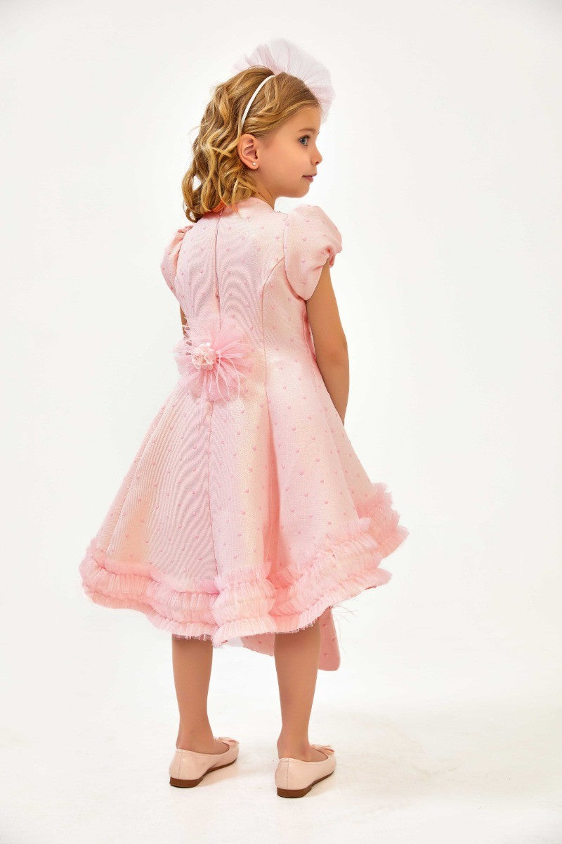 Flower Girls Polka Dot 3 Piece Dress Set - Pink