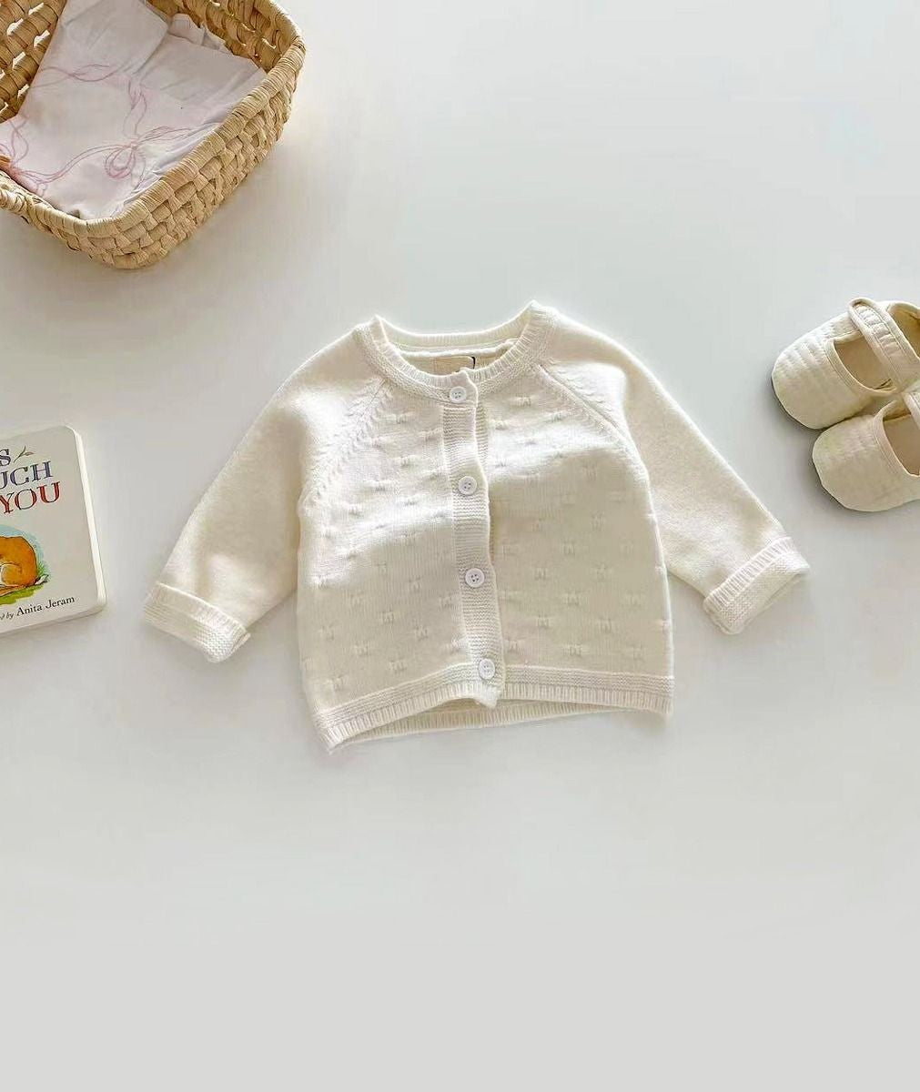 Baby Girls Vintage Ivory Knitted Cardigan - 2405 - Ivory