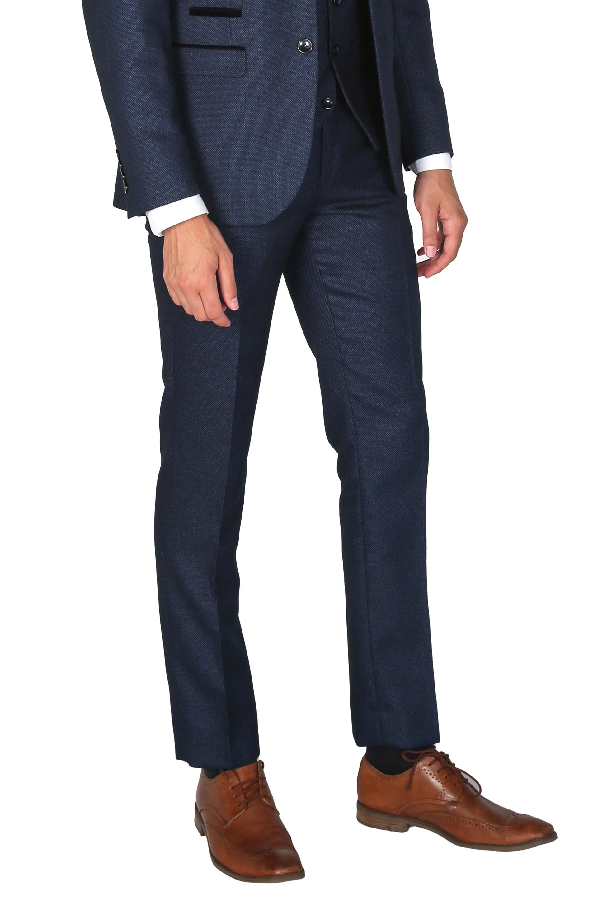 Paul Andrew Men's Arthur Textuformal Trousers - Navy Blue