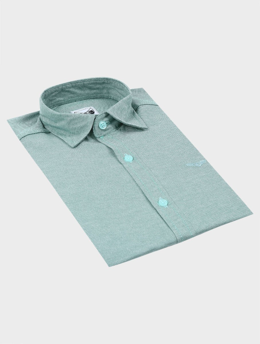 Boys Cotton Slim Fit Oxford Shirt - RYAN - Green