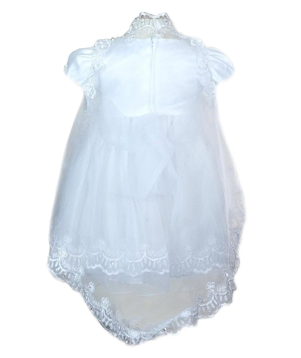 Baby Girls Embroidered Christening Dress Set - White