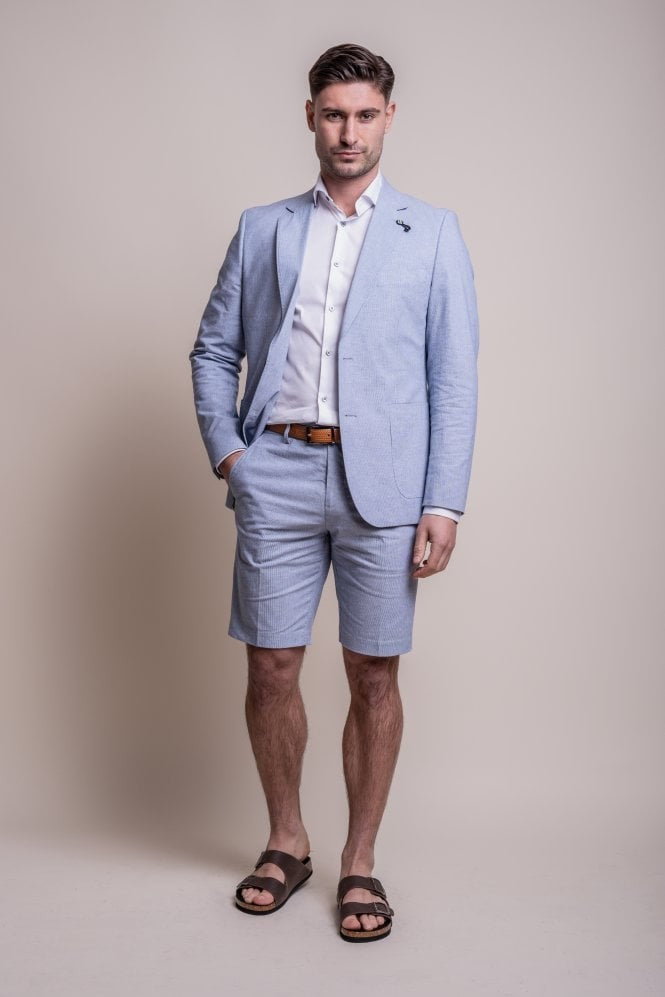 Men's Slim Fit Textured Short - FREDRIK Blue - Blue