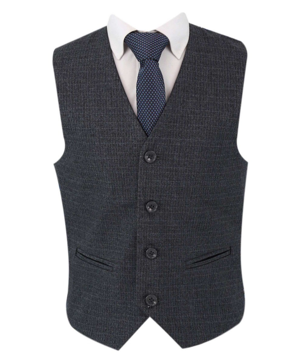 Boy Tweed Tailored Fit Husky Sizes Suit - JONATHAN Charcoal - Charcoal Grey